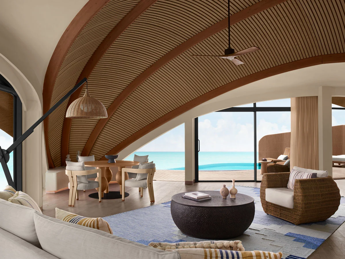 Nujuma Two Bedroom Overwater Villa living room