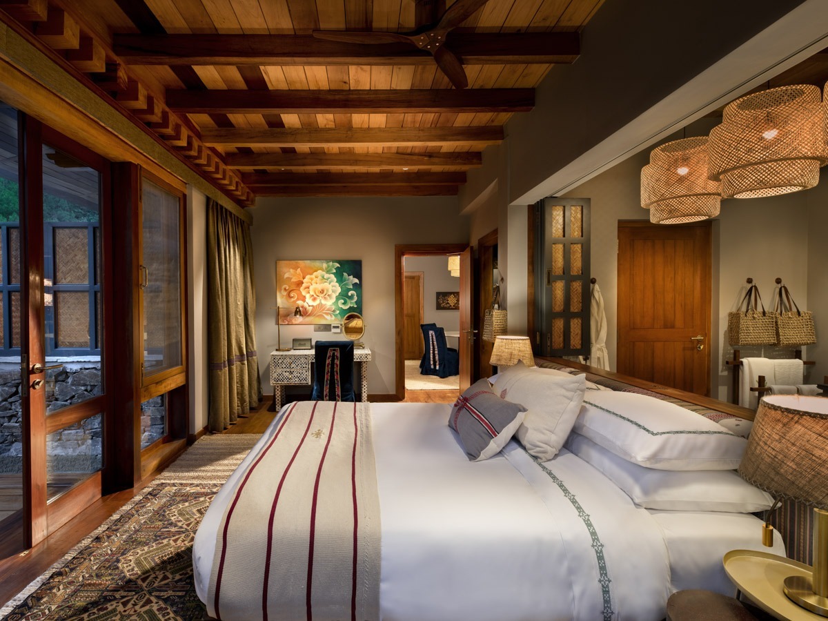 andBeyond Punakha River Lodge family suite bedroom