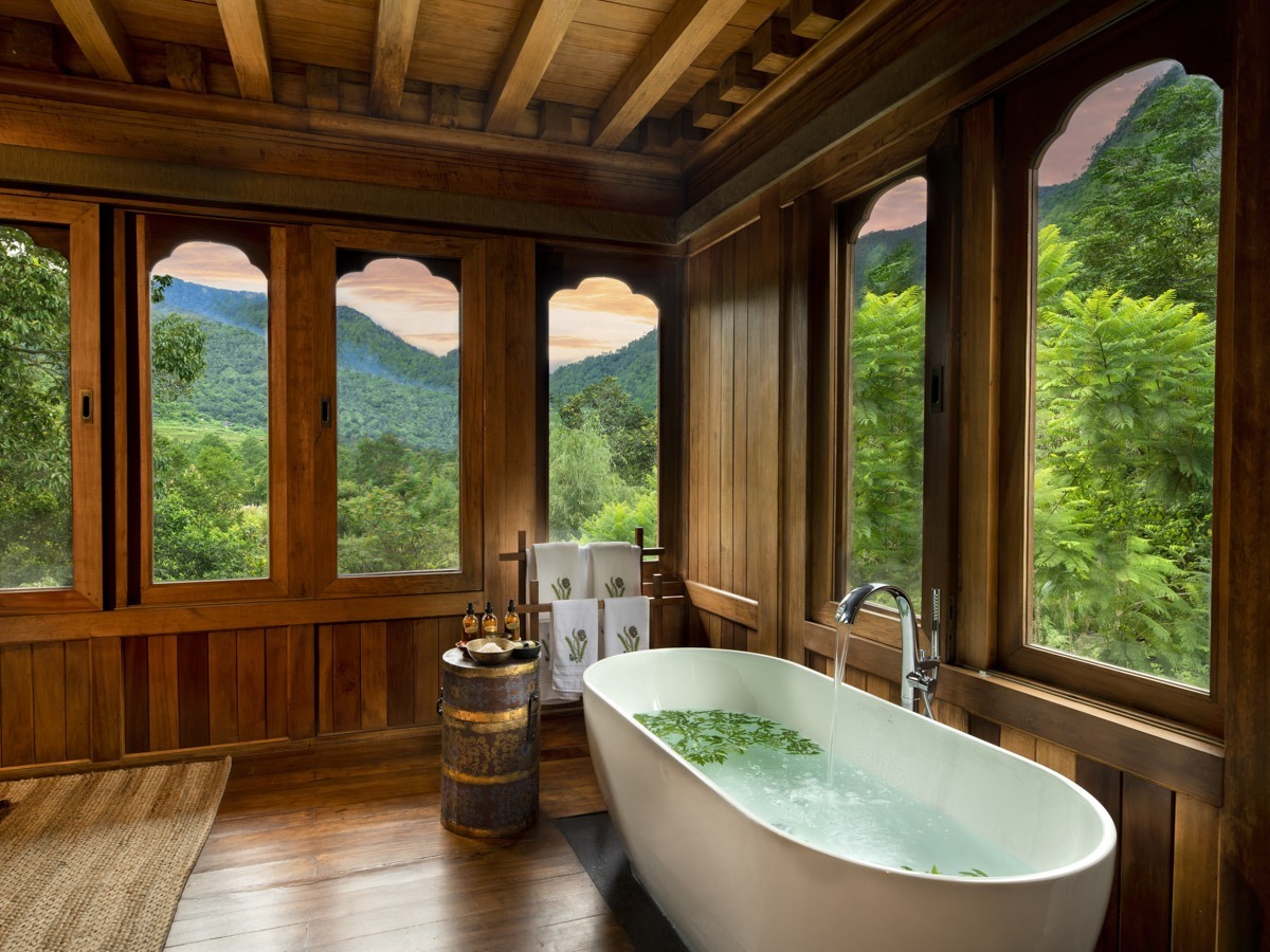 andBeyond Punakha River Lodge tented suite bath