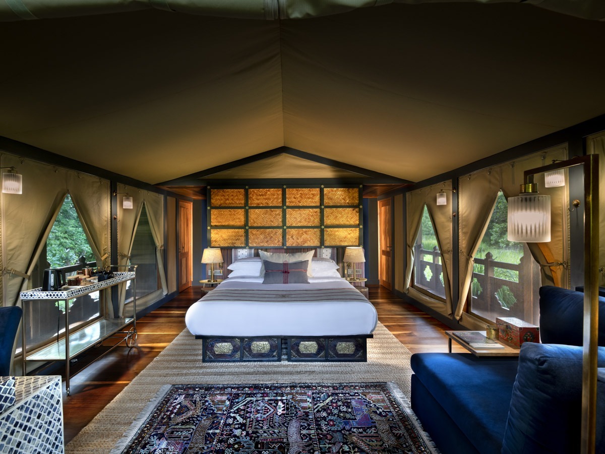 andBeyond Punakha River Lodge tented suite bedroom