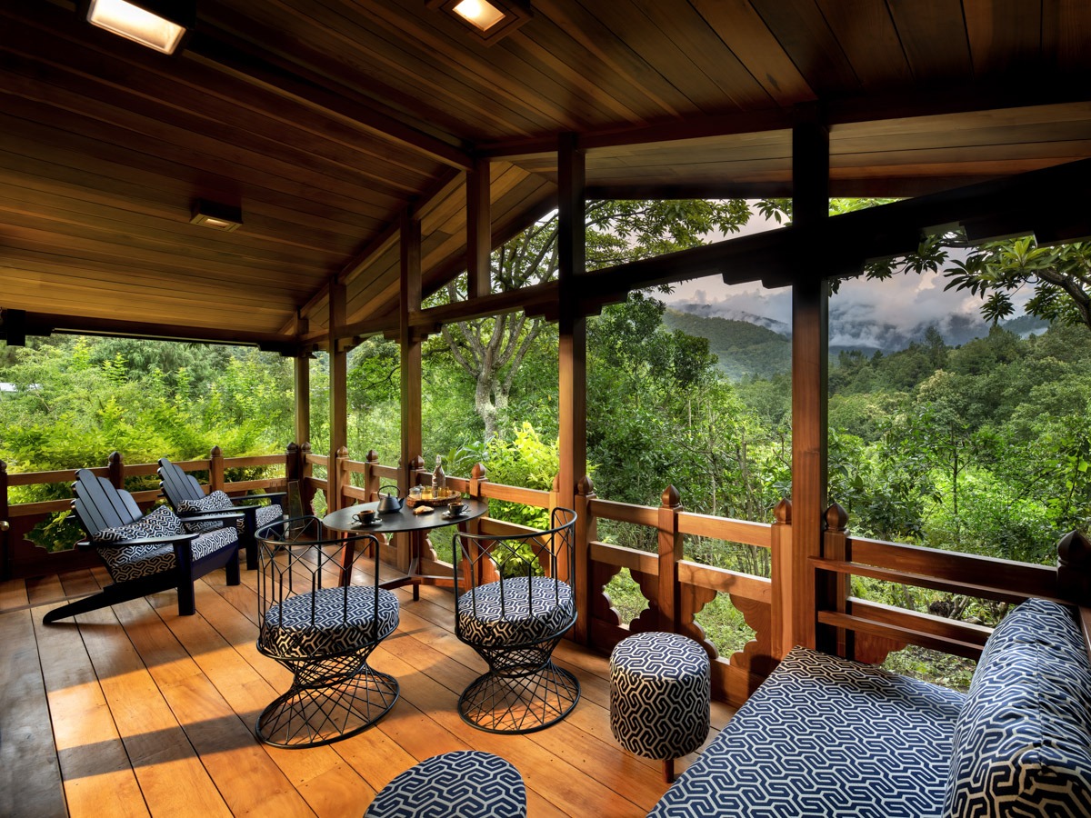 andBeyond Punakha River Lodge tented suite deck