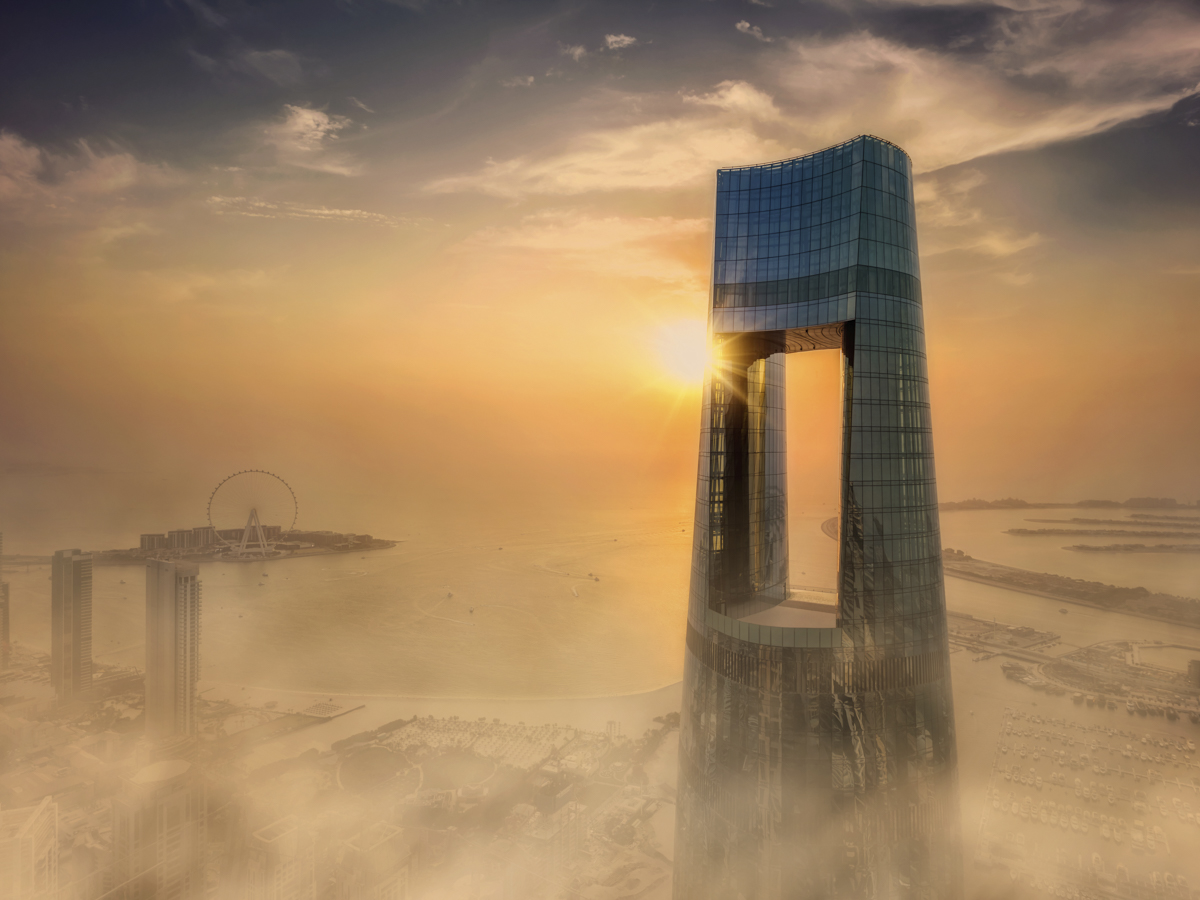 Aerial Sunset Ciel Dubai Marina